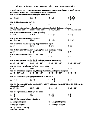 Đề thi thử học kỳ II môn Toán Lớp 7 theo ma trận Quảng Nam - Năm học 2019-2020 - Đề 2